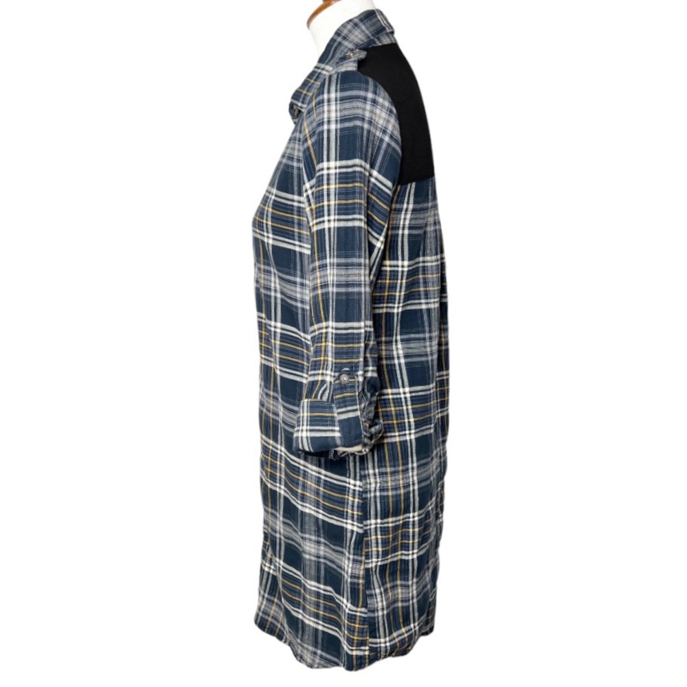Sam Edelman Navy Blue Plaid Shirtdress, Maxi Shirt, Maxi Top, Cardi, Duster - Picture 8 of 14
